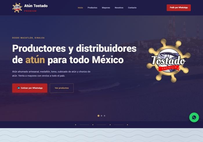 Sitio web de Atún Tostado Premium, hecho por Ancla Web